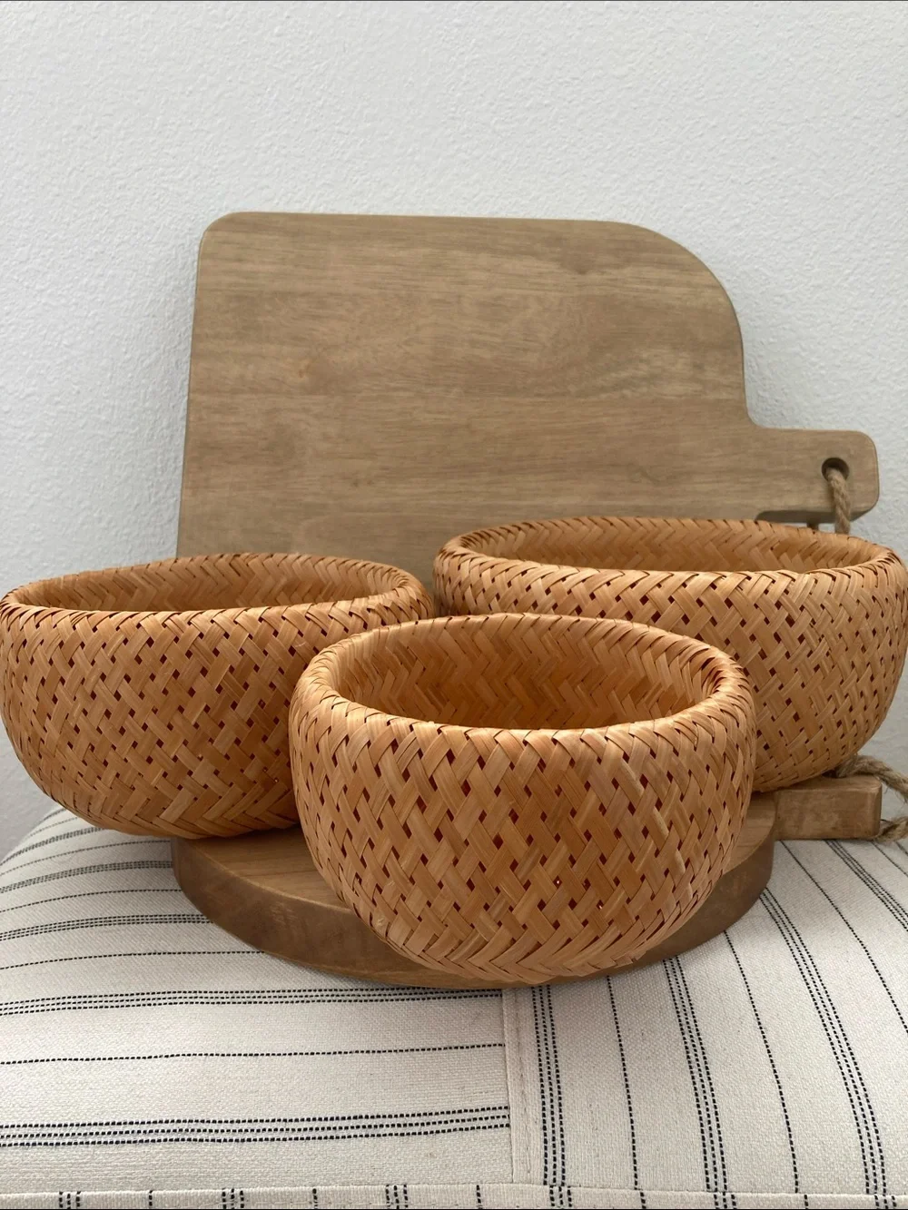 SALE! 70% Off Vintage Woven Rattan Decorative Bowl - Natural Tan Set of 3